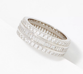 Diamonique Clear Baguette and Round Eternity Band Ring Sterling Silver, Size 8